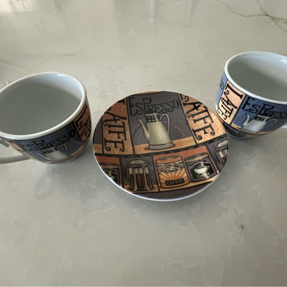 PM012326 Espresso Themed Coffee Cup and Saucer
